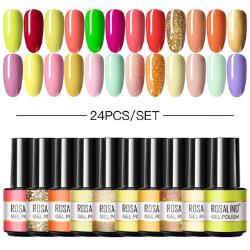 Rosalind Mini Soak Off Professional Nail Art Gel Polish Set 24PCS Nail Art Design LED/UV Lamp